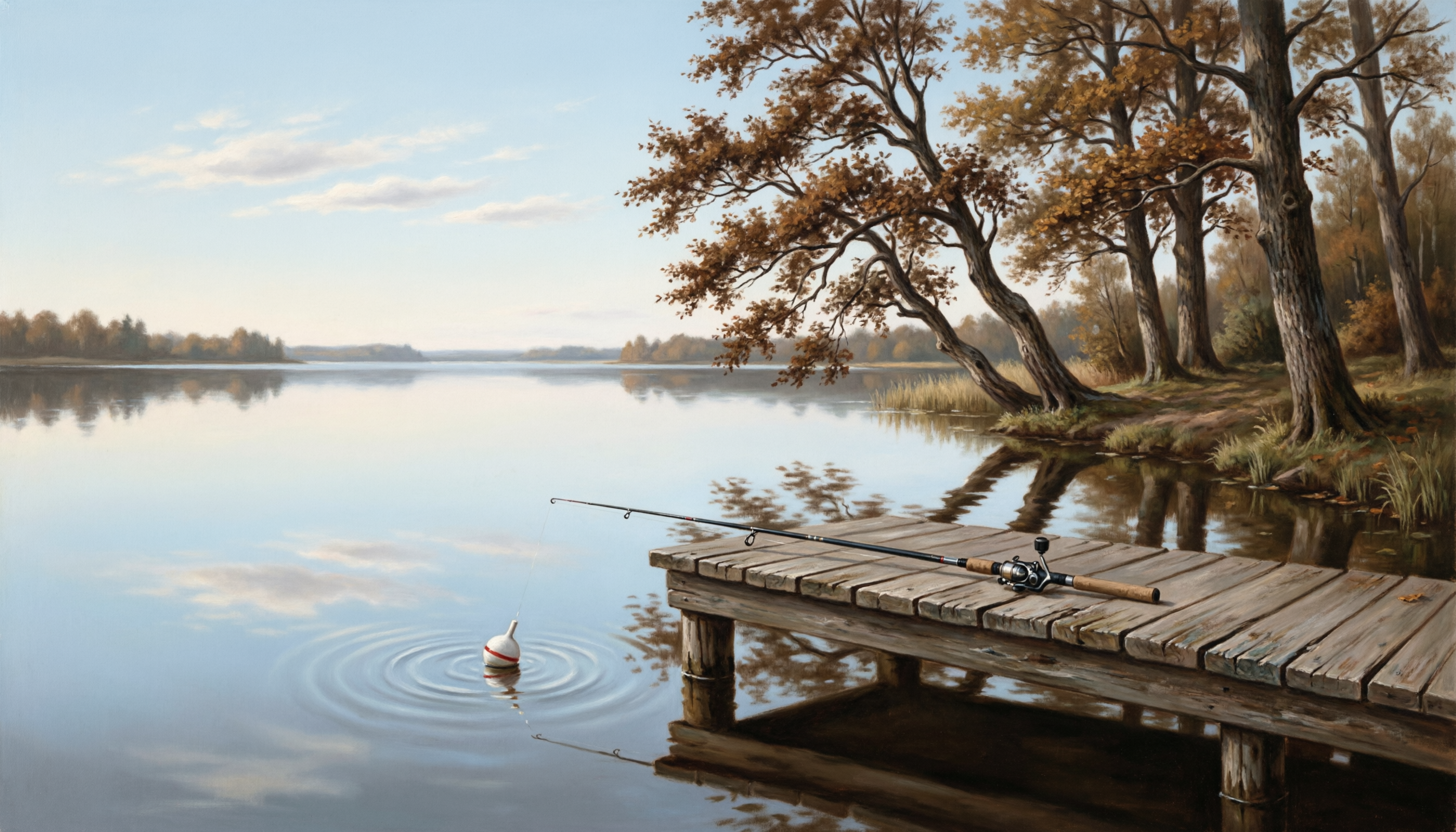 Озеро с причалом